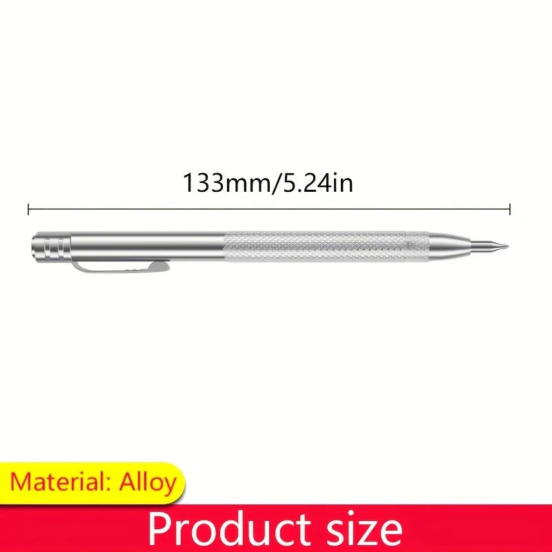 Silver precision carbide tip scriber with a 133mm length.