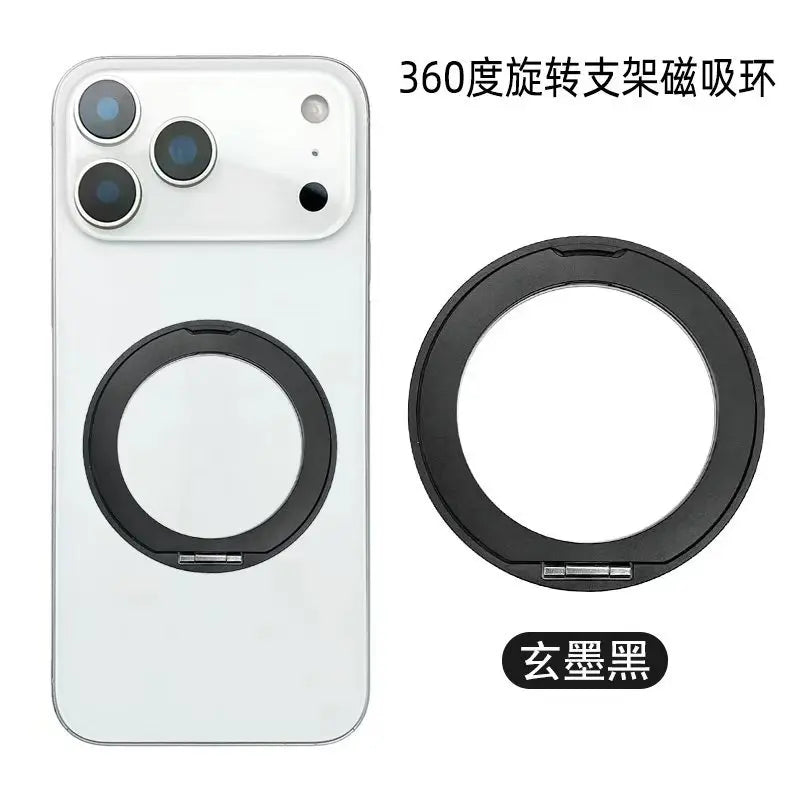 Weißes iPhone-Hülle mit magnetischem Ringhalter und schwarzem Ring zur Befestigung