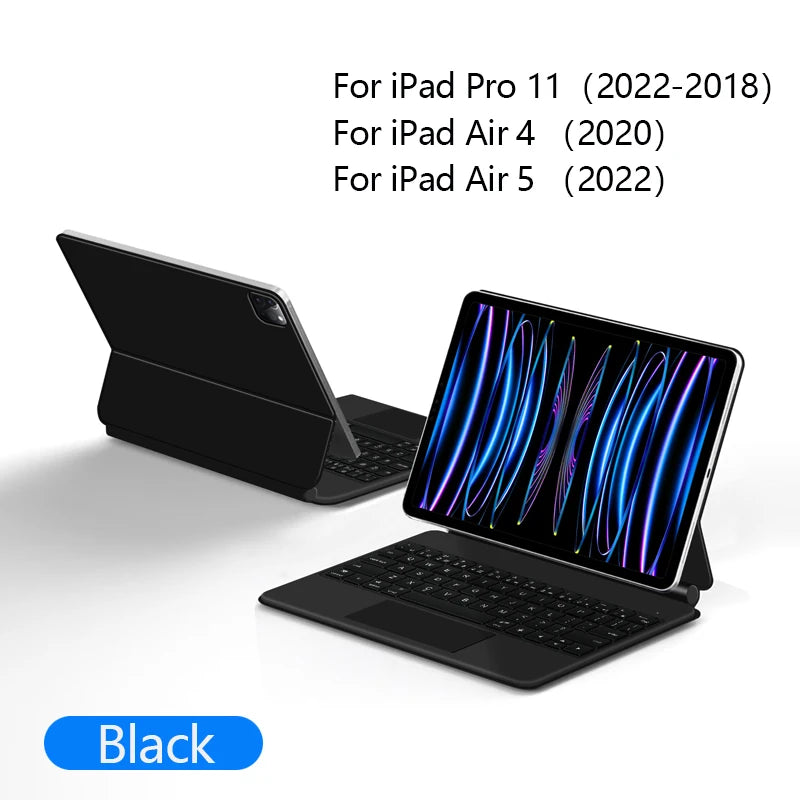 Black backlit touchpad magic keyboard for various iPad models