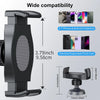 A black magnetic phone holder with a 360° adjustable mount shown alongside various compatible phones and accessories.