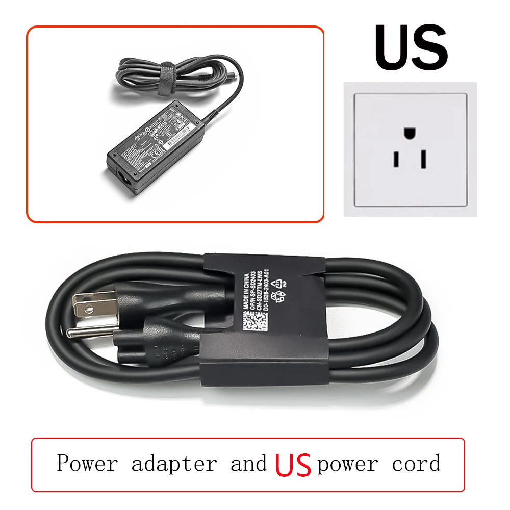 Schwarzer Netzadapter und US-Netzkabel für Laptops