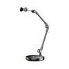 A black multi-angle adjustable phone holder stand with an articulated arm.