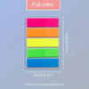 A set of five fluorescent colored sticky notes arranged vertically on a white background.
