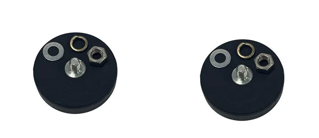 A black magnetic base mount bracket for LED lights showing various mounting hardware like rings and screws.