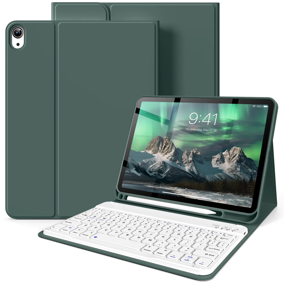 Gräber Leder-Tastaturschale und passender Schutzhülle für ein iPad-Tablet.