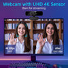 Webcam mit UHD 4K-Sensor, die Video auf einen Computerbildschirm überträgt.