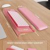Pink acrylic keyboard wrist rest stand showing dimensions and comfort design for WRSIT