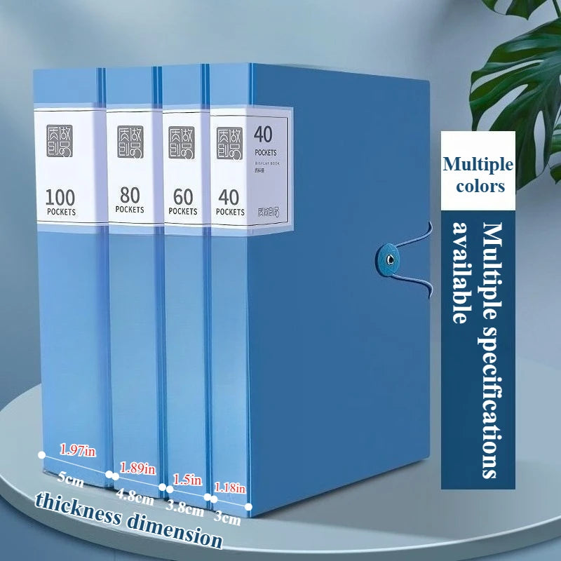 Set blauer transparenter Ordner mit verschiedenen Taschenkapazitäten und Dickendimensionen