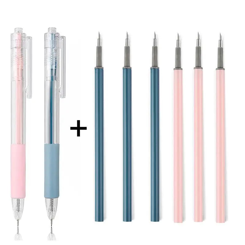 A set of precision utility knives for crafting and scrapbooking, showing various blade sizes and packaging.