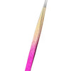 Precision eyelash extension tweezers with a gradient finish, featuring pink and gold tones.