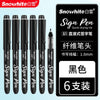 A set of black Sign Pens with fiber tips and quick-drying ink shown in a packaging display.