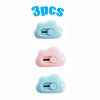 A set of three multi-color rabbit cloud utility knives in light blue, pink, and light blue.