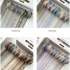 A collection of colorful retro washi tape in various patterns and colors including nature, kawai, vintage, and purple.