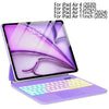A purple Slim Bluetooth Keyboard Case for an iPad Air showing the keyboard and trackpad.
