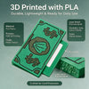 3D printed green card holder made with PLA plastic featuring a textured surface for daily use