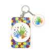 Anime-Muster-Lanyard Schlüsselring mit bunten Puzzlestücken und Handabdrücken