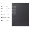 Tablette graphique numérique professionnelle noire sensible à la pression montrant une disposition des touches de fonction et