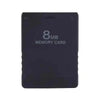 A black universal PS2 memory card with 8MB capacity printed on the surface.