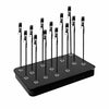 A black magnetic painting stand with multiple vertical holders for art and craft supplies.