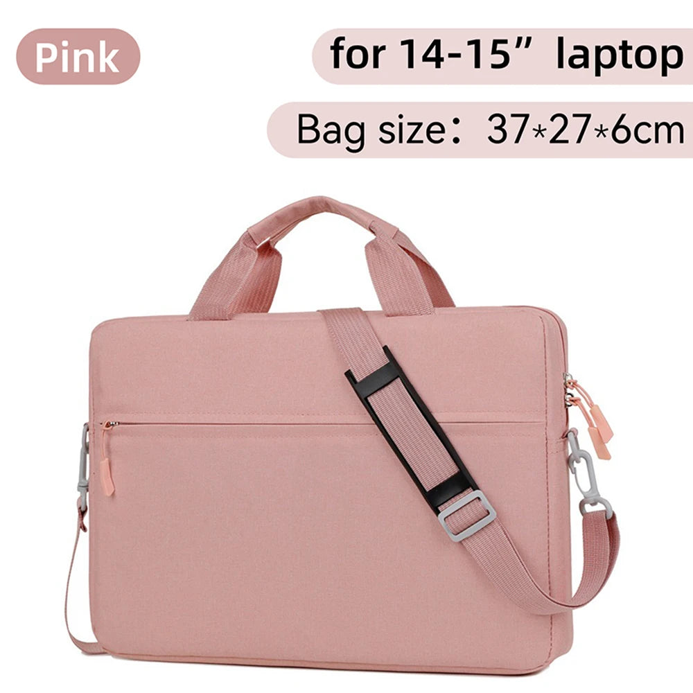Pink laptop sleeve bag for 14-15 inch laptops with a padded strap