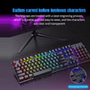 An RGB wired gaming keyboard with 104 keys featuring radium carved hollow luminous characters.