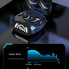 A product image showcasing audio quality features including super bass and clear voice, with a diagram illustrating sound cha