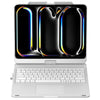 A white 360° rotating keyboard case with a trackpad for an iPad Pro or Air is shown open.