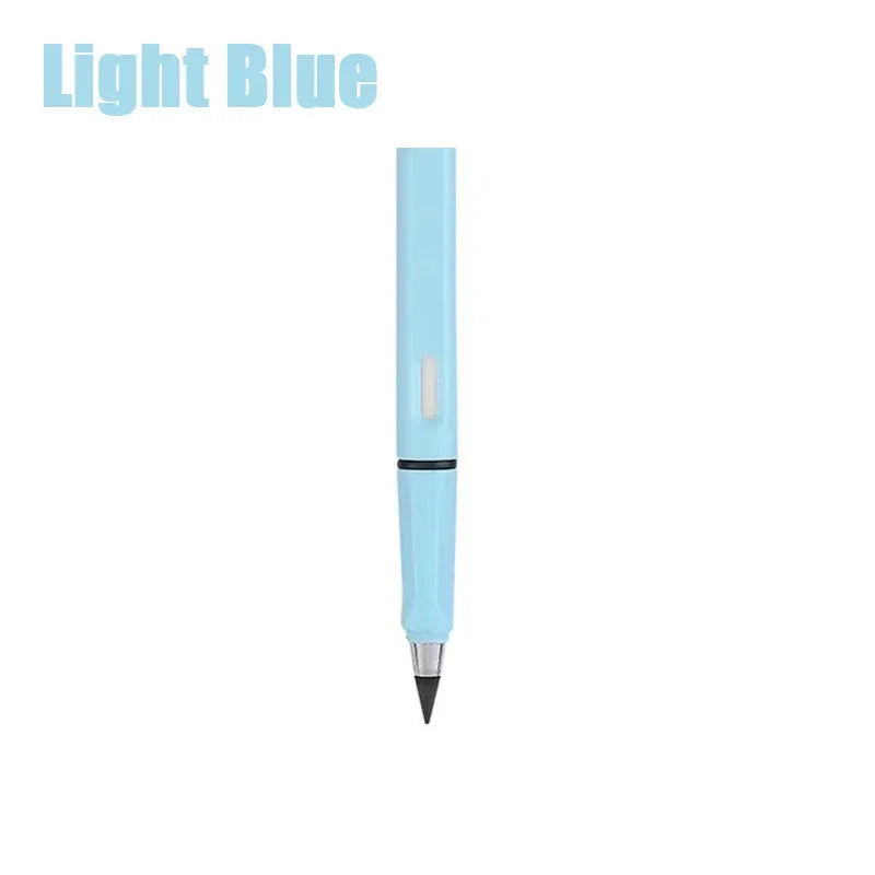 Un crayon à écrire illimité bleu clair avec une pointe argentée.