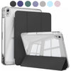 A clear protective case for an Apple iPad is shown with a black cover and multiple color options.