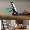 Un iPad Pro o Air en un soporte con fundas de teclado magnéticas demostrando modos horizontal y vertical.