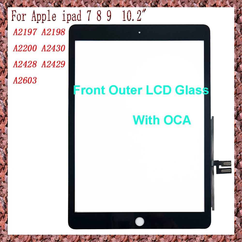 Panel de reemplazo de pantalla negra para iPad con vidrio LCD frontal y OCA