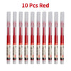 Ten red precision gel pens packaged as a set