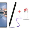 A black precision stylus pen next to an iPad and a gift box with charging cables.
