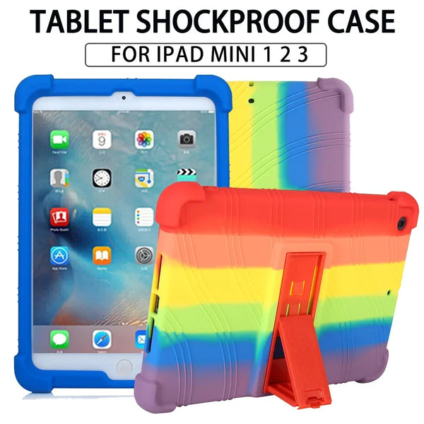 Stoßfeste Hülle für iPad Mini 1, 2 und 3 in verschiedenen Farben wie Blau, Gelb und Orange.