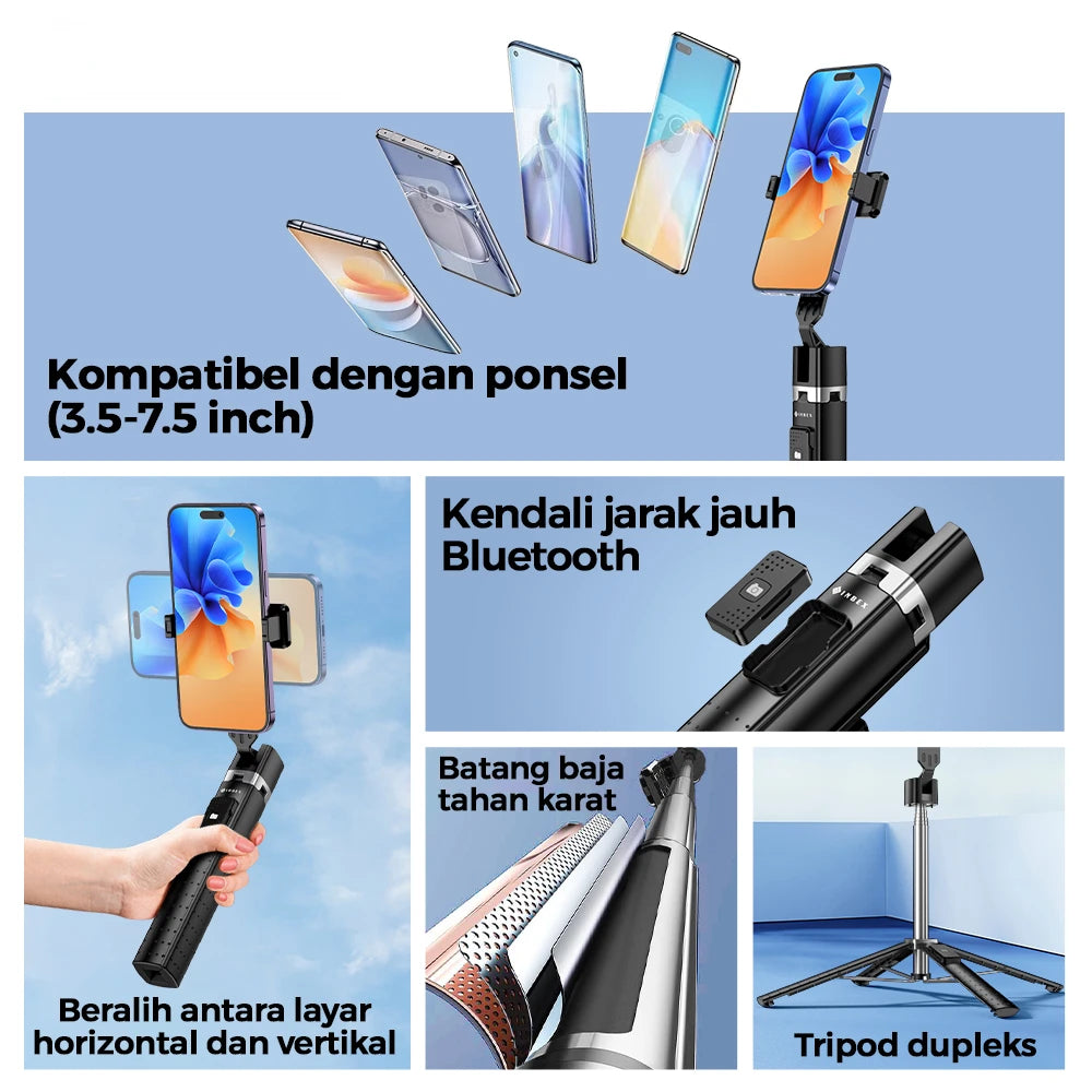Bluetooth selfie stick tripod for phone photography showing compatibility and durability features