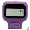 A purple thumb tally counter device with a digital display and a button.