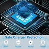 Close-up of a blue electronic circuit board showing various protection features like voltage regulation and short circuit pre
