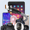 A Type-C interface cable is shown connected to various electronic devices including a smartphone, camera, and other gadgets.