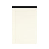 A blank, lined writing pad with a black cover.