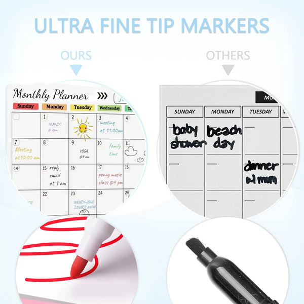 Ultra fine tip markers for monthly planner and whiteboard use