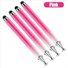 Pink precision 2-in-1 stylus pen for tablets and phones shown in a row