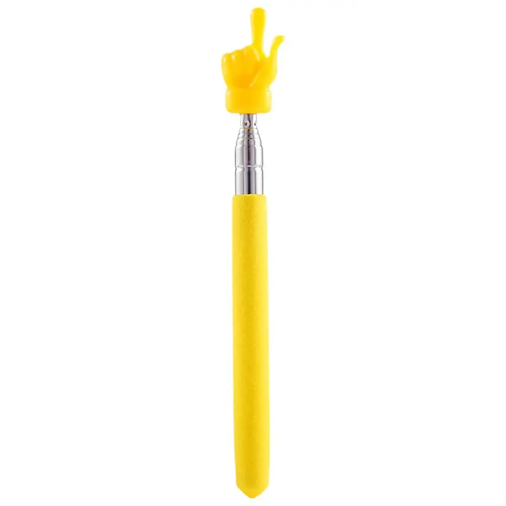 Yellow retractable hand pointer stick with a silver tip and yellow grip