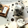 A close-up of PET tape mottled collage used for crafting and labeling, showing various textures and applications.