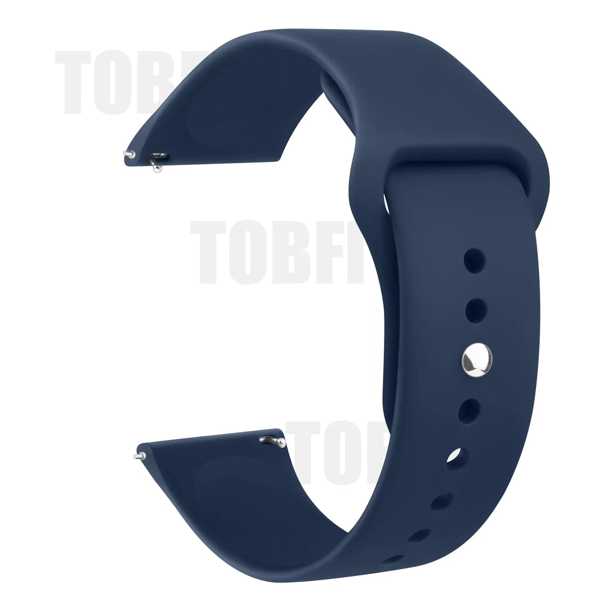 Dunkelblaue Silikon-Schnellverschluss-Armband für eine Smartwatch, von der Seite gezeigt.