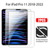 Two clear tempered glass screen protectors and an installation tool for iPad Pro 11 2018-2022