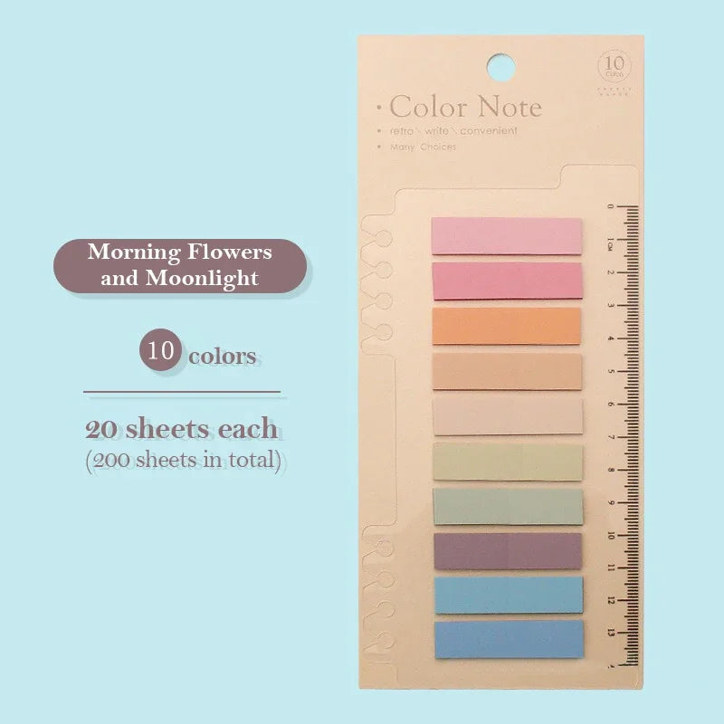 A pack of 10 Color Note sticky notes in soft pink and peach shades for morning flowers and moonlight