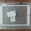 A white iPad 9th Generation screen replacement with a home button is visible inside clear plastic packaging.