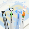 A set of six cute animal themed erasable gel pens featuring a penguin, panda, elephant, and rabbit.