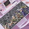 Anime-inspired XXL gaming mouse pad featuring detailed character artwork on a dark background