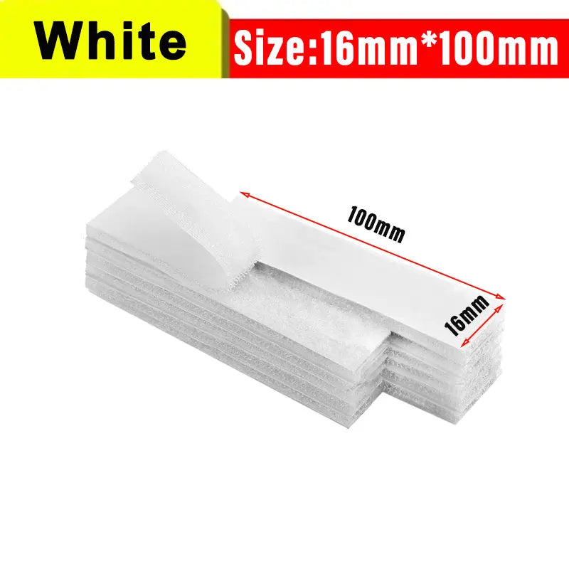 Rubans d'attache velcro autocollants blancs, mesure 16mm par 100mm